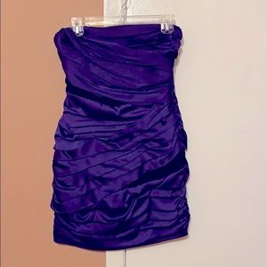 Express Purple Strapless Dress with Black Lace